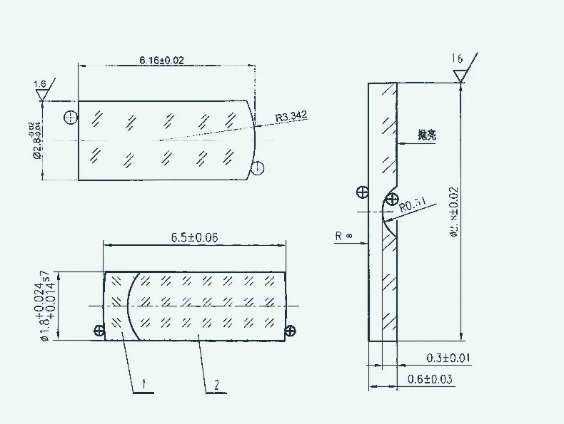 Technical drawing for miniature optical components